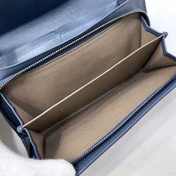 BOTTEGA VENETA Bifold Long Wallet Gray Blue Intrecciato Leather  Flap Women's - Picture 7 of 10